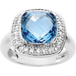 Bague argent couleur bleue